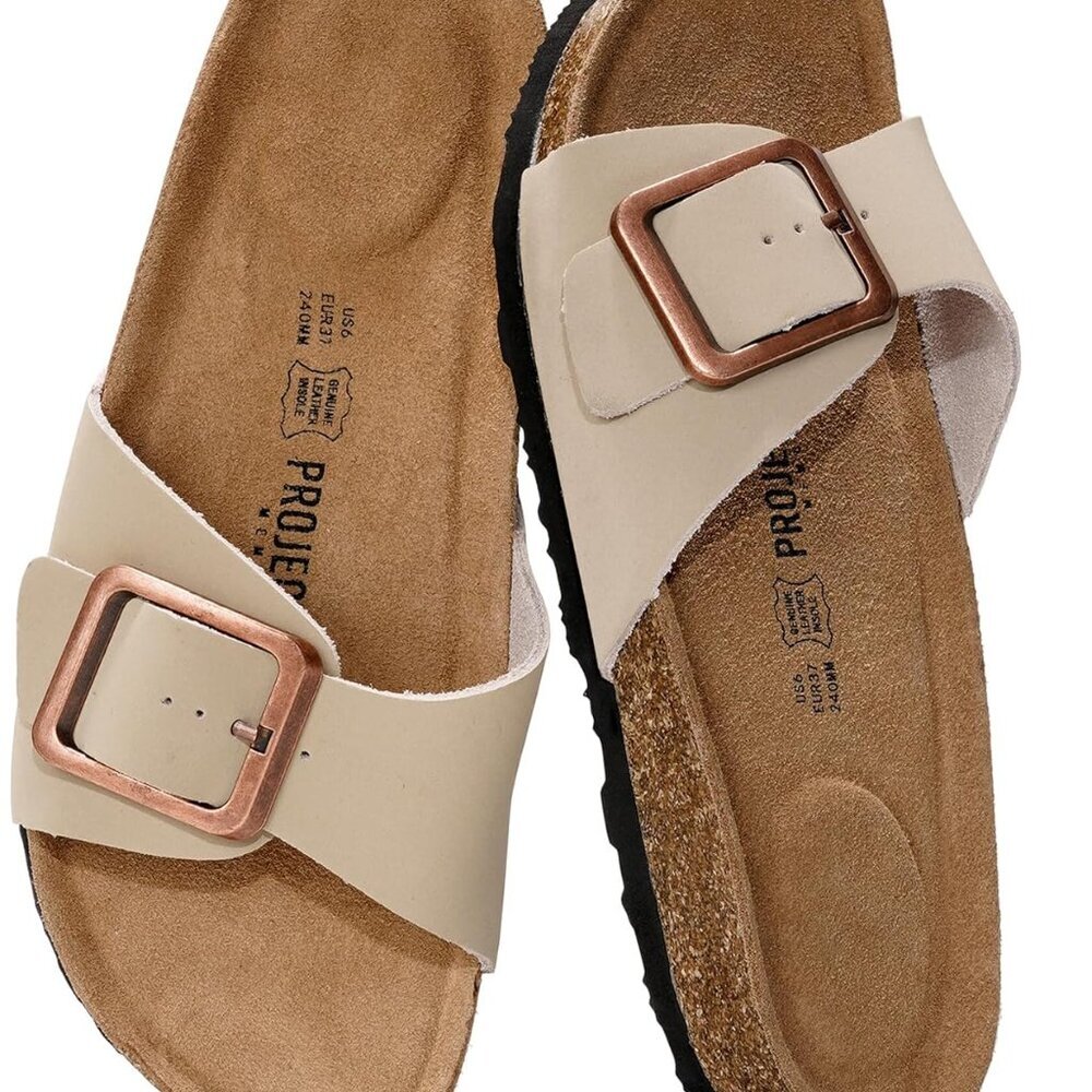 Leather Sandals Women Summer Dressy Flat Flip Flops Slides Comfort